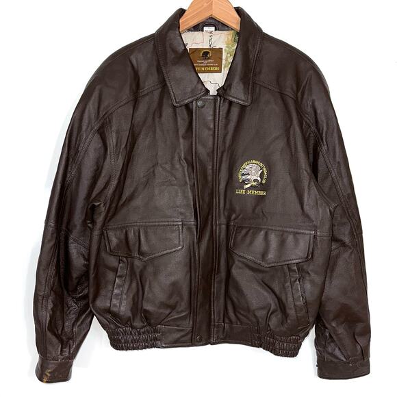 Vintage Leather Life Member North American Hunting Club Bomber Jacket Size Large - Picture 1 of 15
